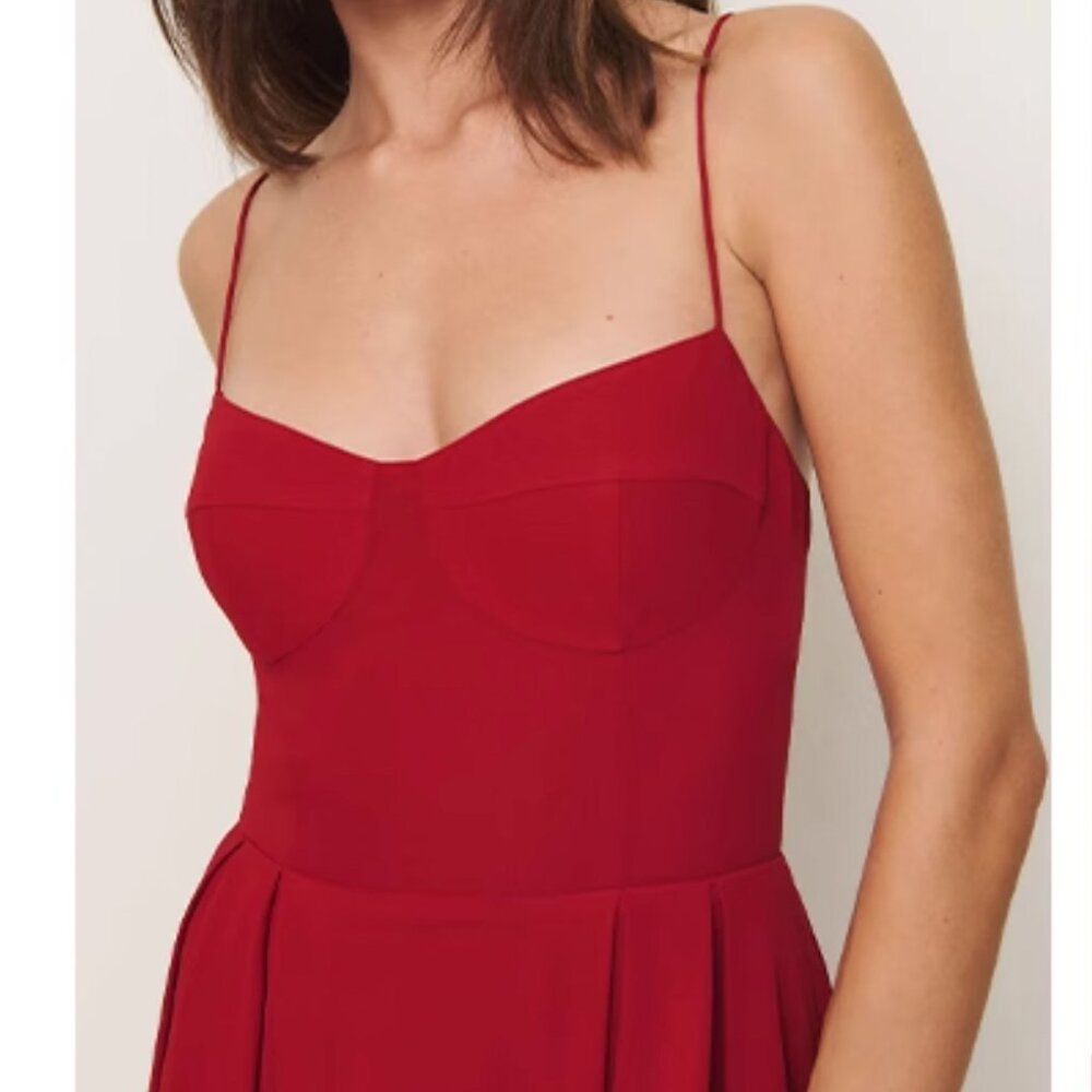 Reformation Jaelyn Midi Dress - Sangre Red Cocktail Holiday Party - Picture 3 of 11